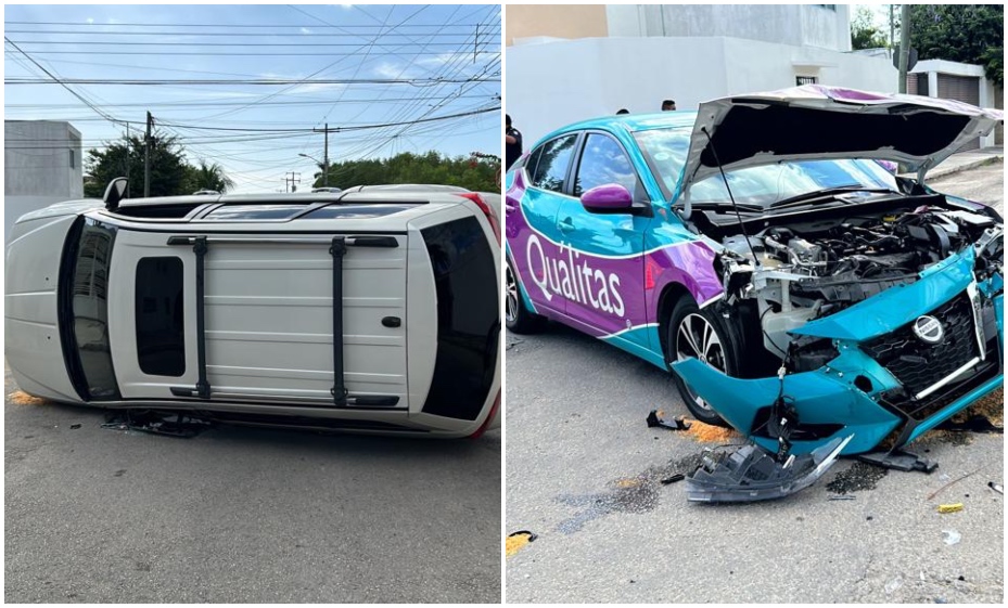 Vuelca camioneta tras ser chocar con auto de Quálitas Noticias de Yucatán