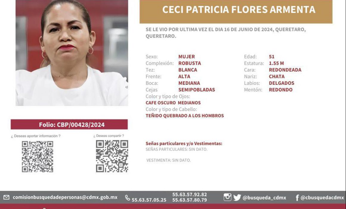 ​Gobierno federal, de CDMX y Querétaro buscan a Ceci Flores – Quadratín Yucatán