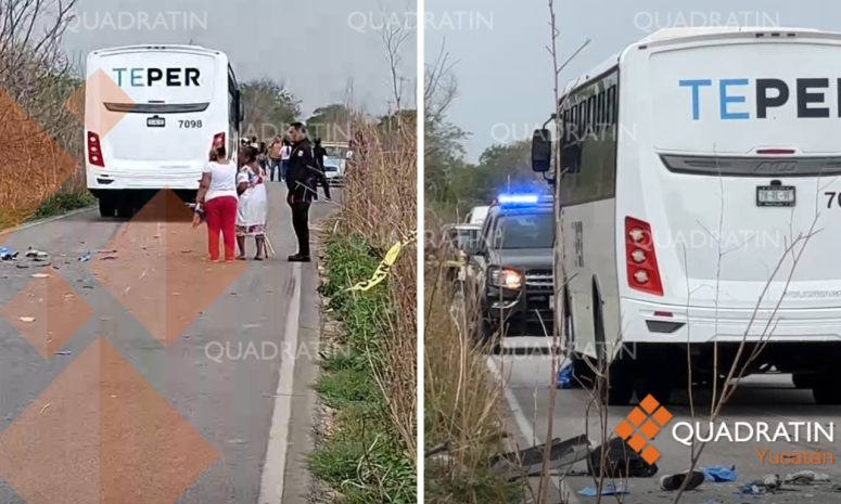 Fallece motociclista tras impactarse contra autobús en Hunucmá