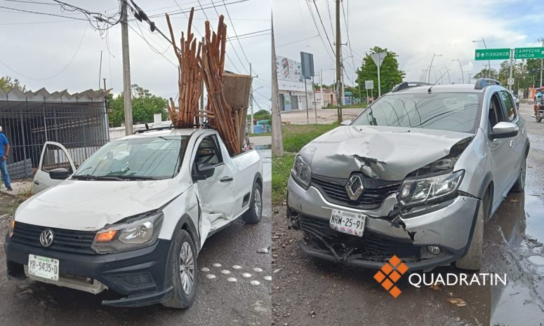 Choca camioneta llena de trabajadores en el Periférico
